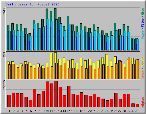 Daily usage for August 2025